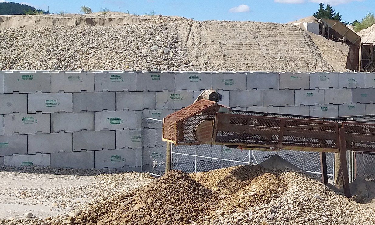 Interbloc concrete blocks used as ballast at an outdoor event