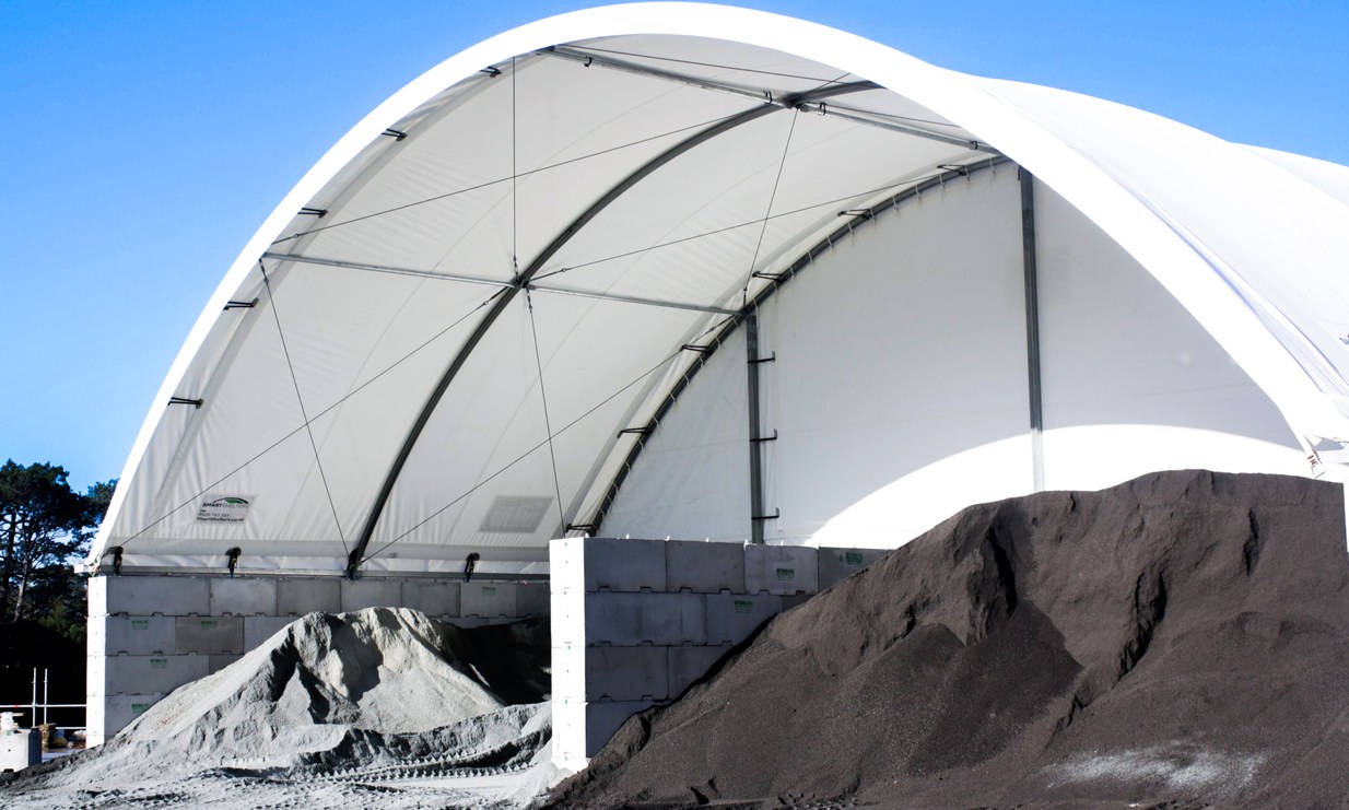 Interbloc concrete blocks used as ballast at an outdoor event