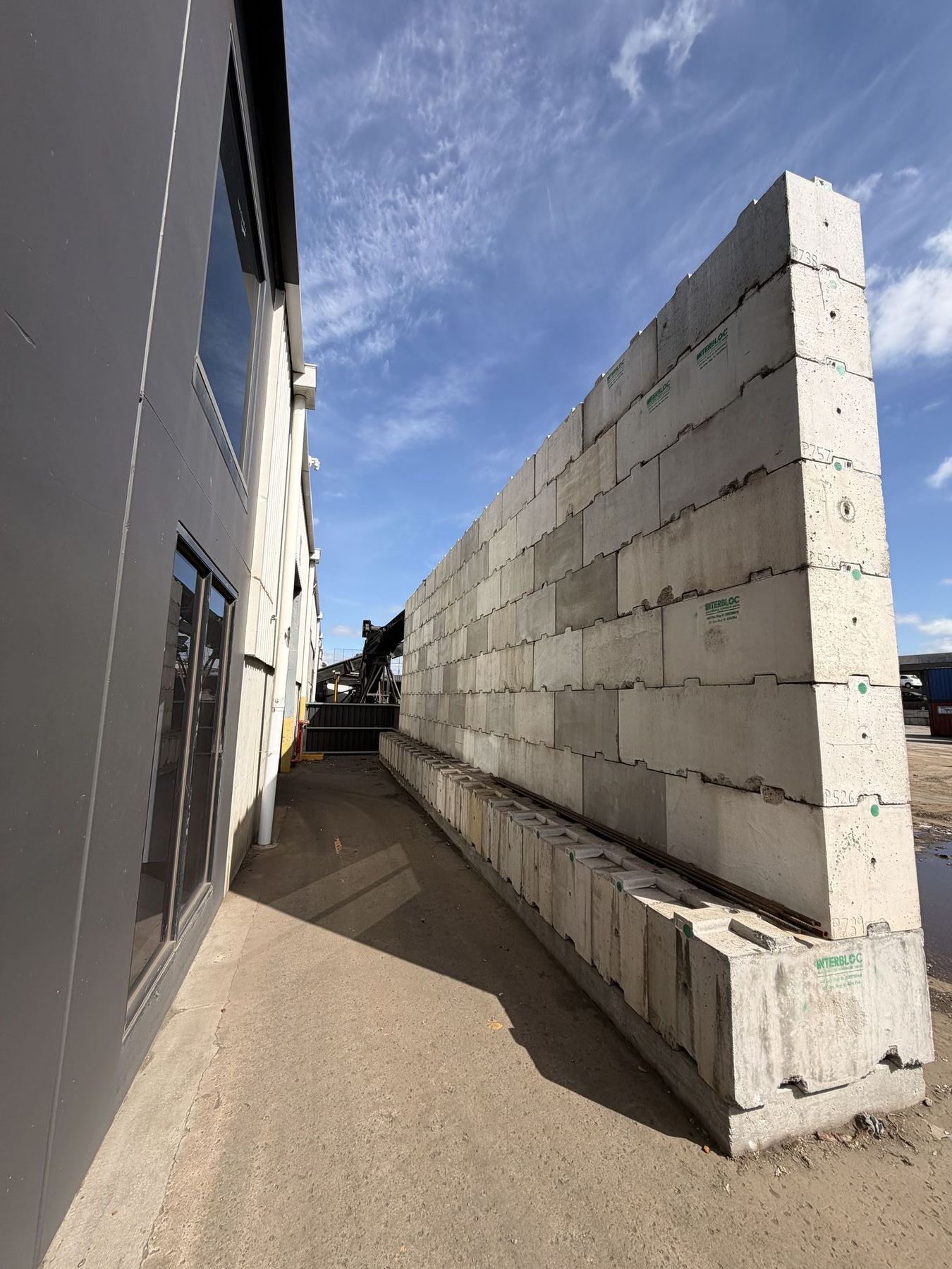 Interbloc storage bay wall running alongside the Future Recycling Laverton North facility