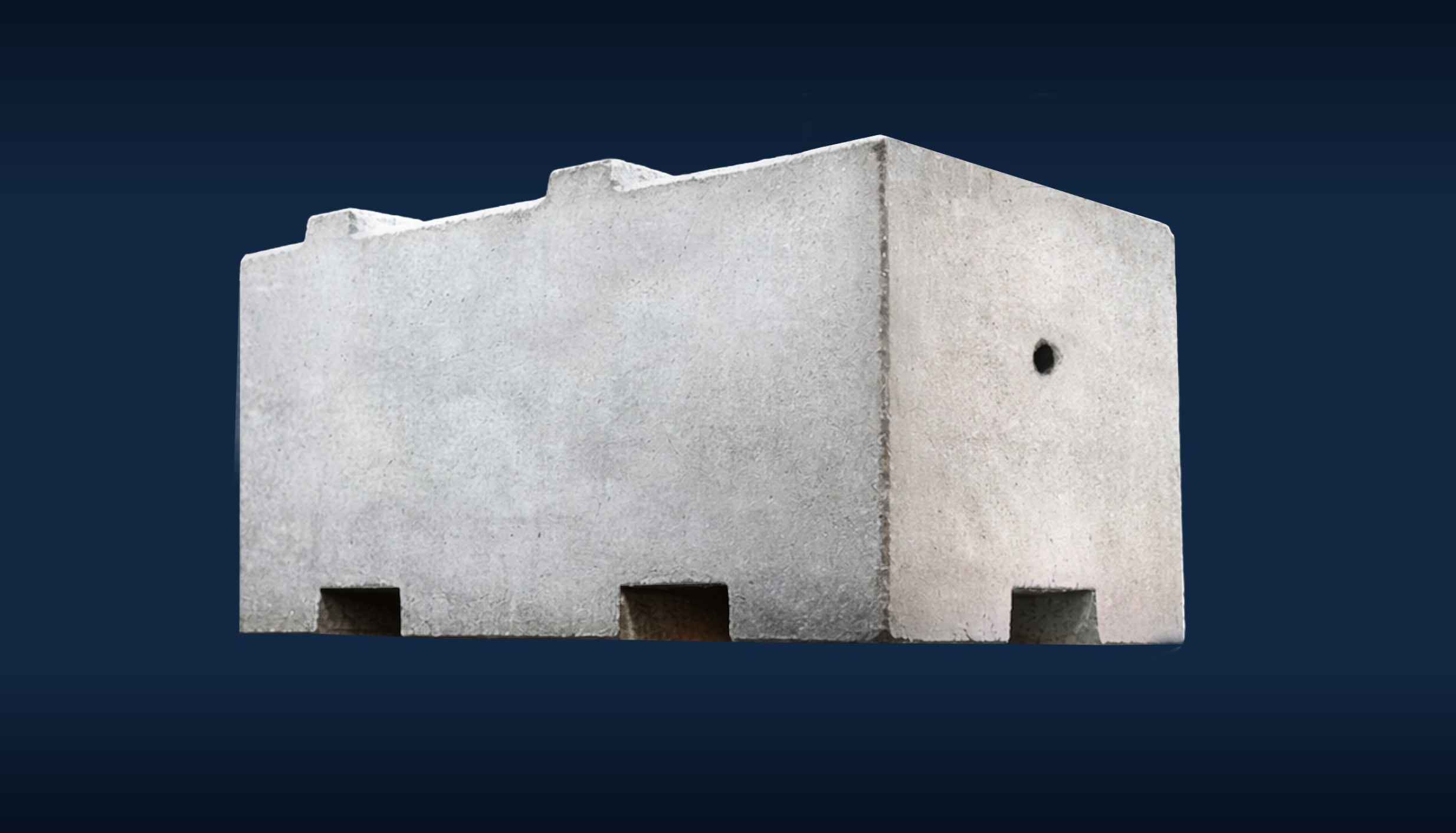 Interbloc concrete block product shot on a navy background